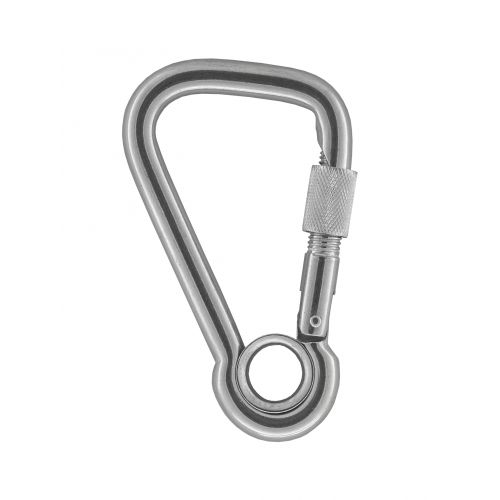 Mousqueton asymetrique &agrave; oeil avec vis de s&eacute;curit&eacute;